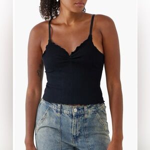 Urban Outfitters Black Ruched Cami Tank Top